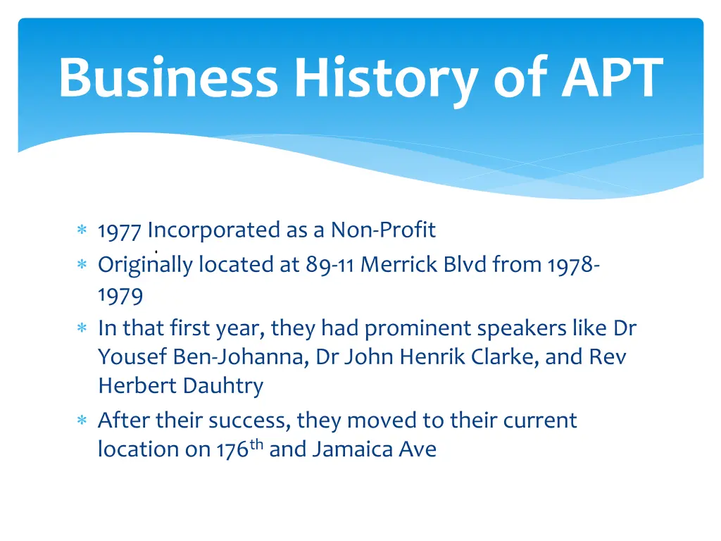 business history of apt