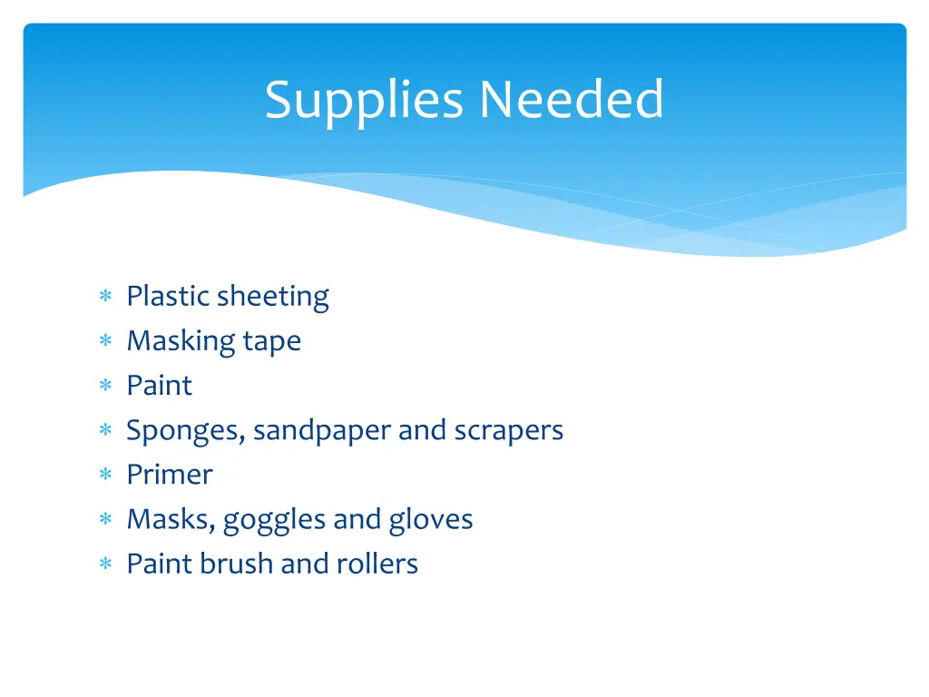 supplies needed 1