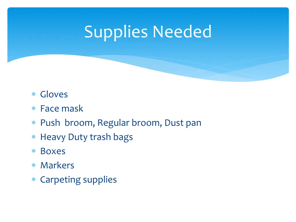 supplies needed