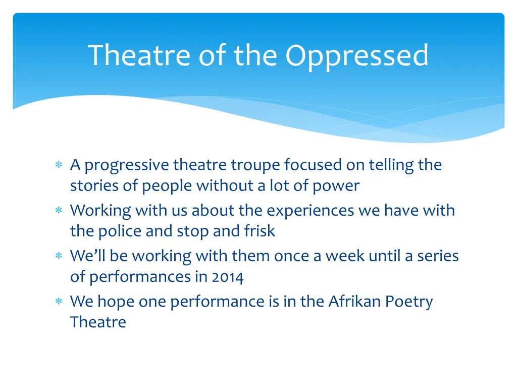 theatre of the oppressed