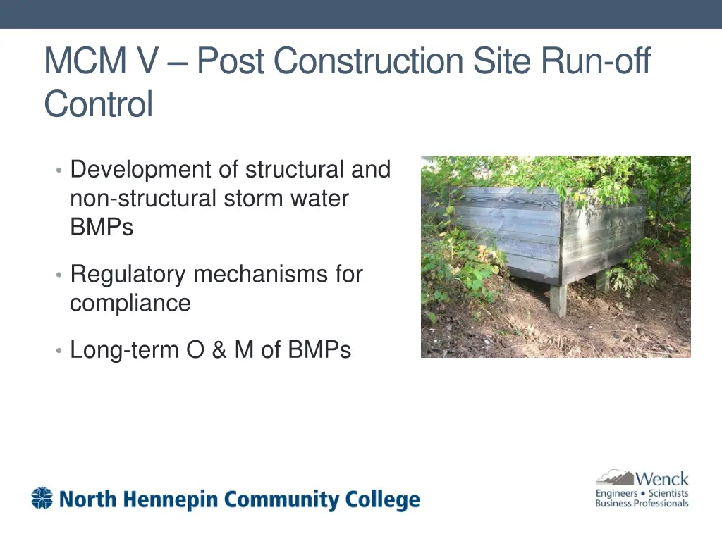 mcm v post construction site run off control