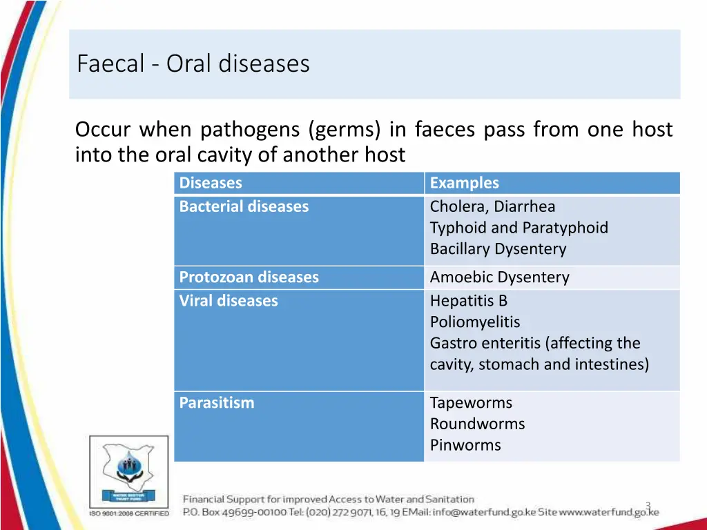 faecal oral diseases