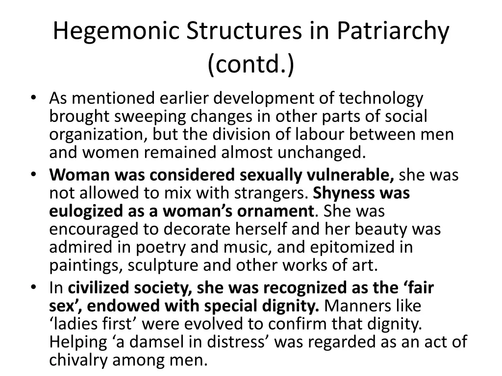 hegemonic structures in patriarchy contd