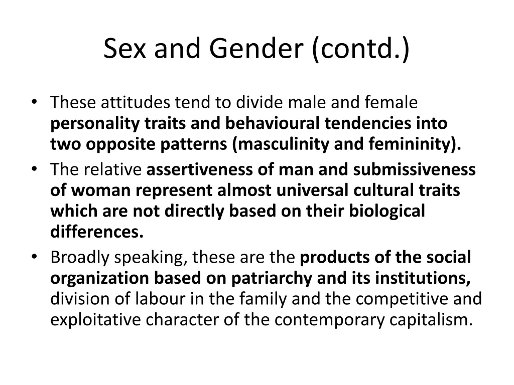 sex and gender contd