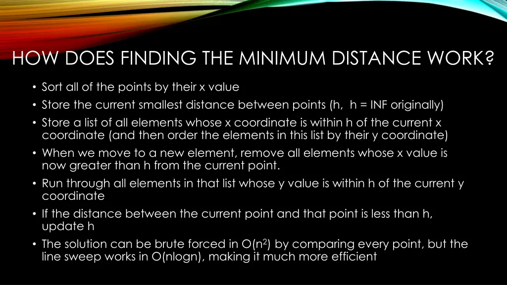 how does finding the minimum distance work