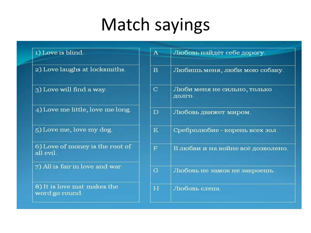 match sayings