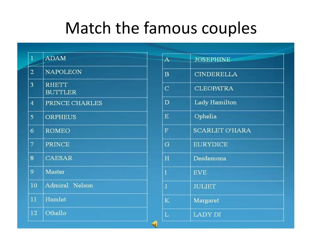 match the famous couples