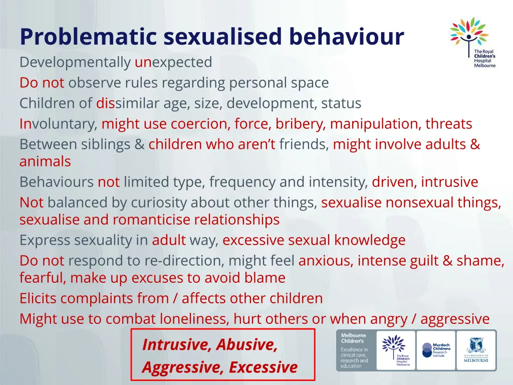 problematic sexualised behaviour developmentally