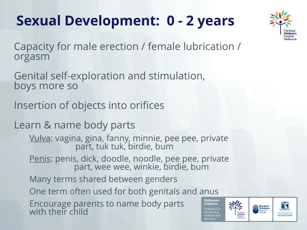 sexual development 0 2 years