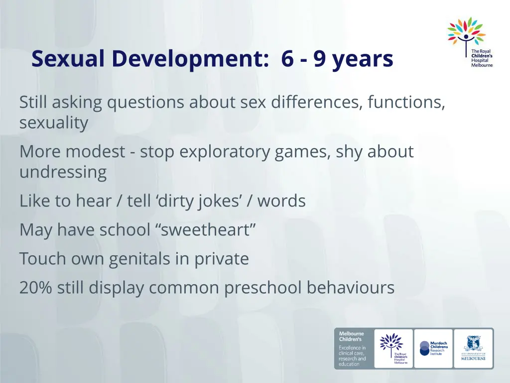 sexual development 6 9 years