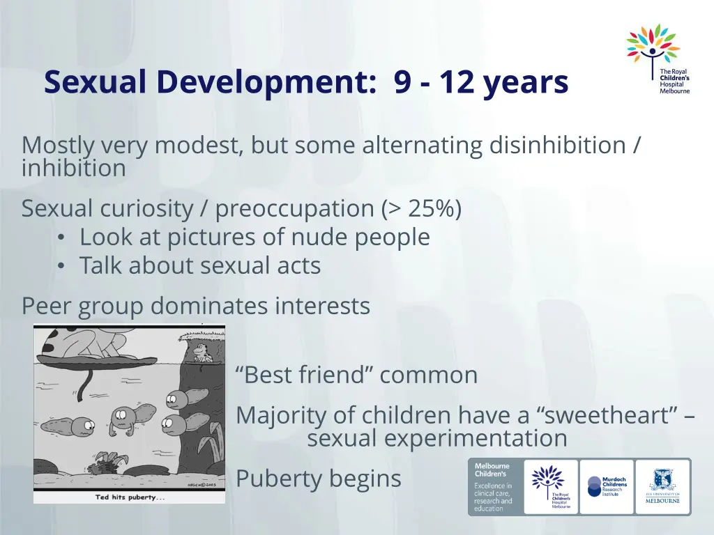 sexual development 9 12 years