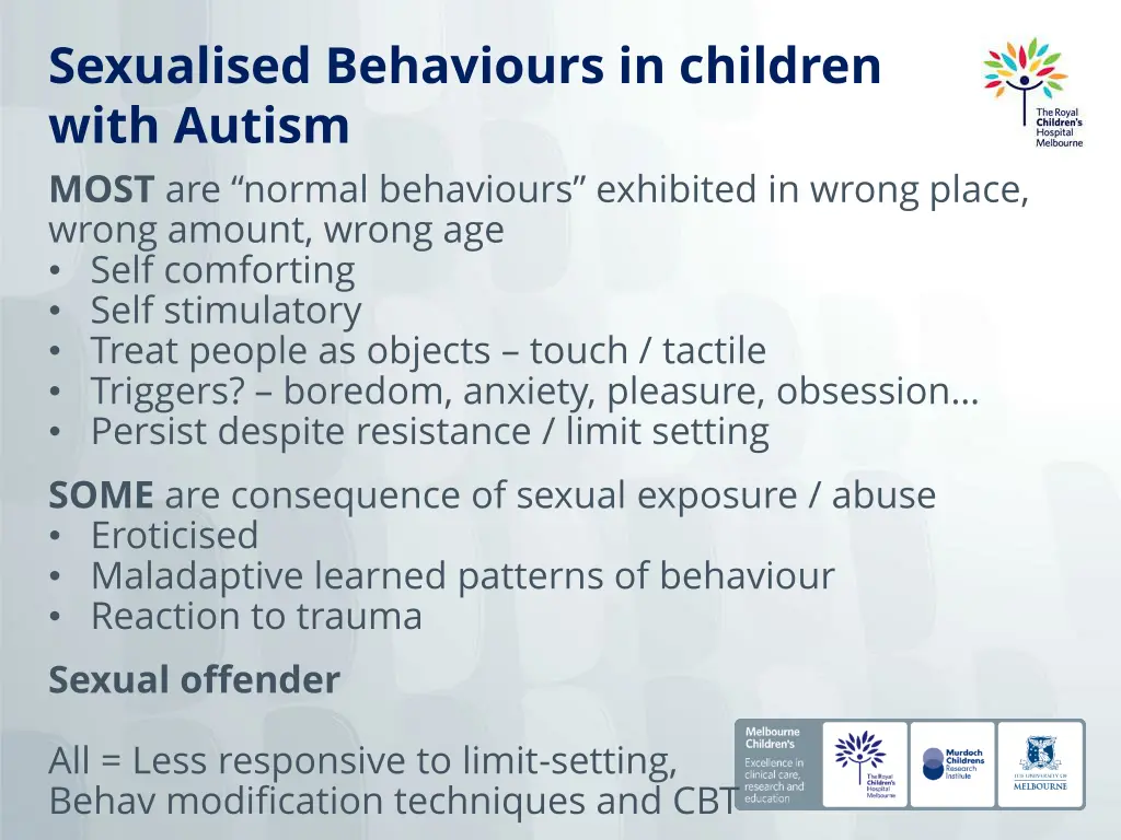 sexualised behaviours in children with autism