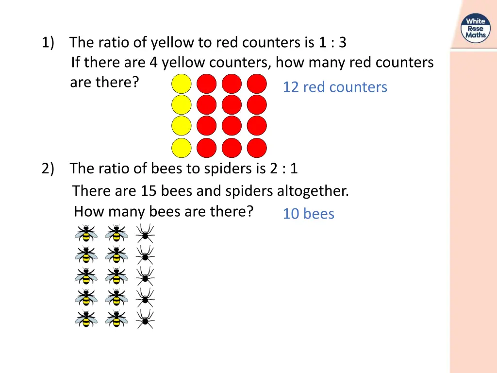 1 the ratio of yellow to red counters 1