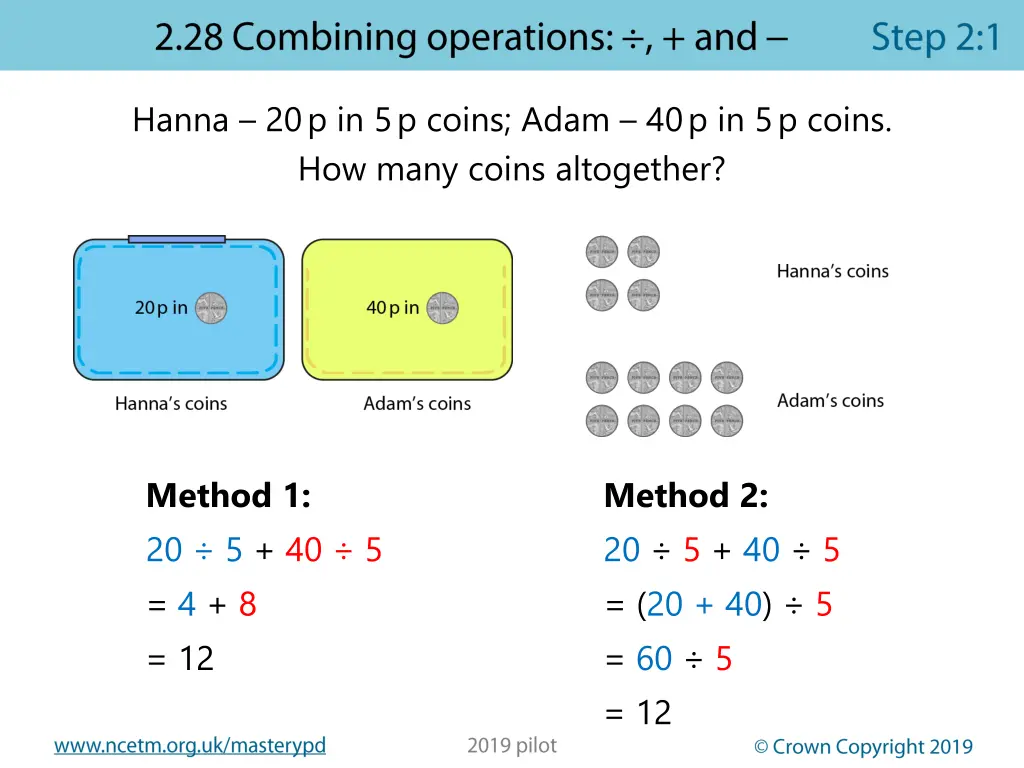 hanna 20 p in 5 p coins adam 40 p in 5 p coins