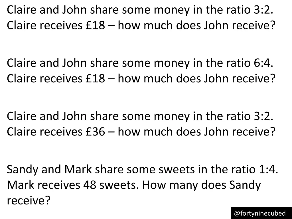 claire and john share some money in the ratio