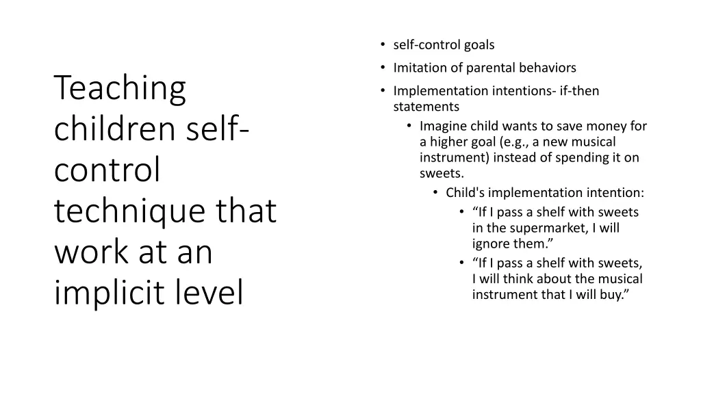 self control goals imitation of parental