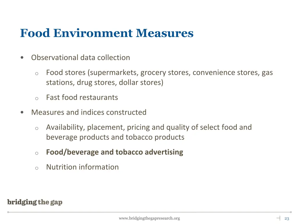 food environment measures