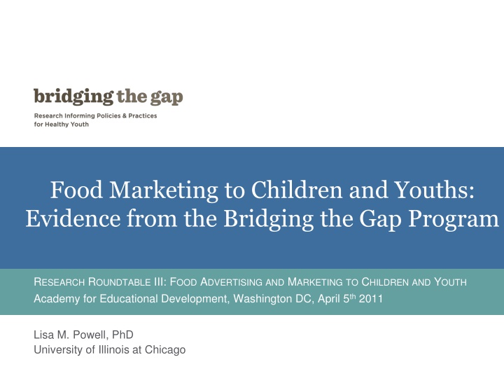 food marketing to children and youths evidence