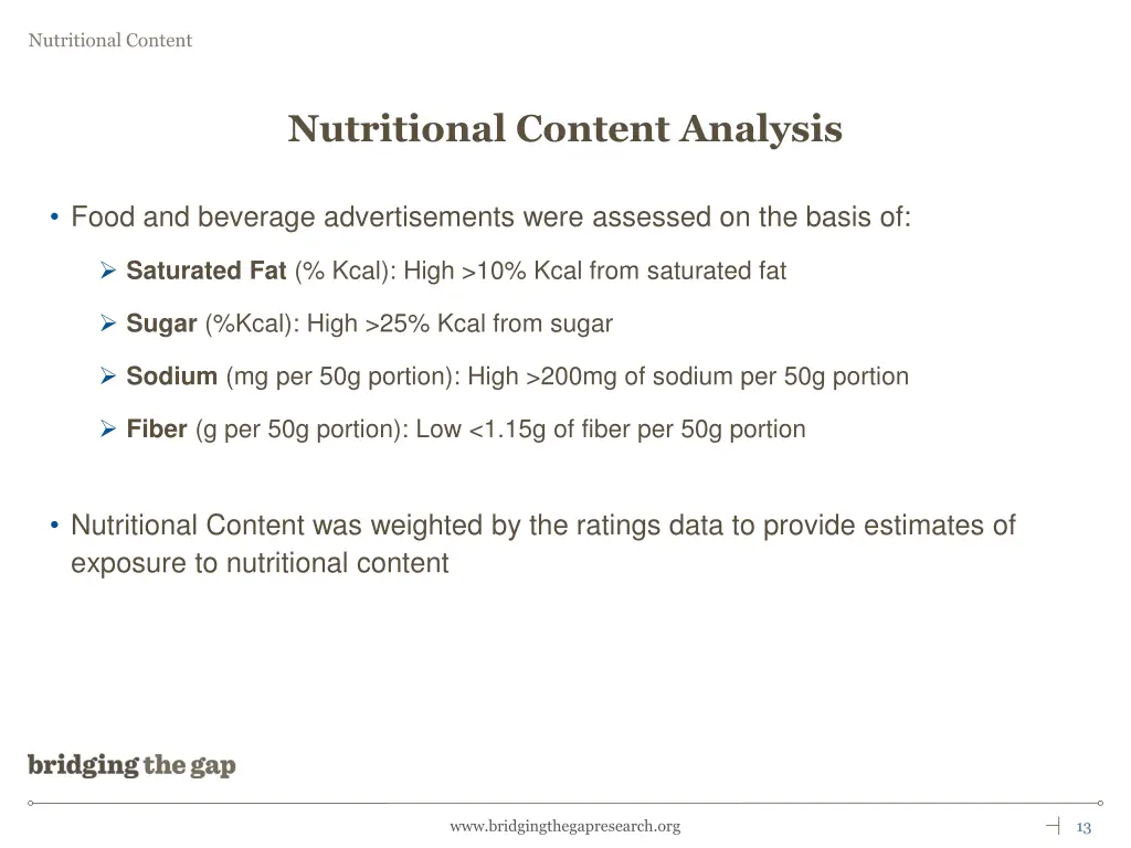 nutritional content analysis