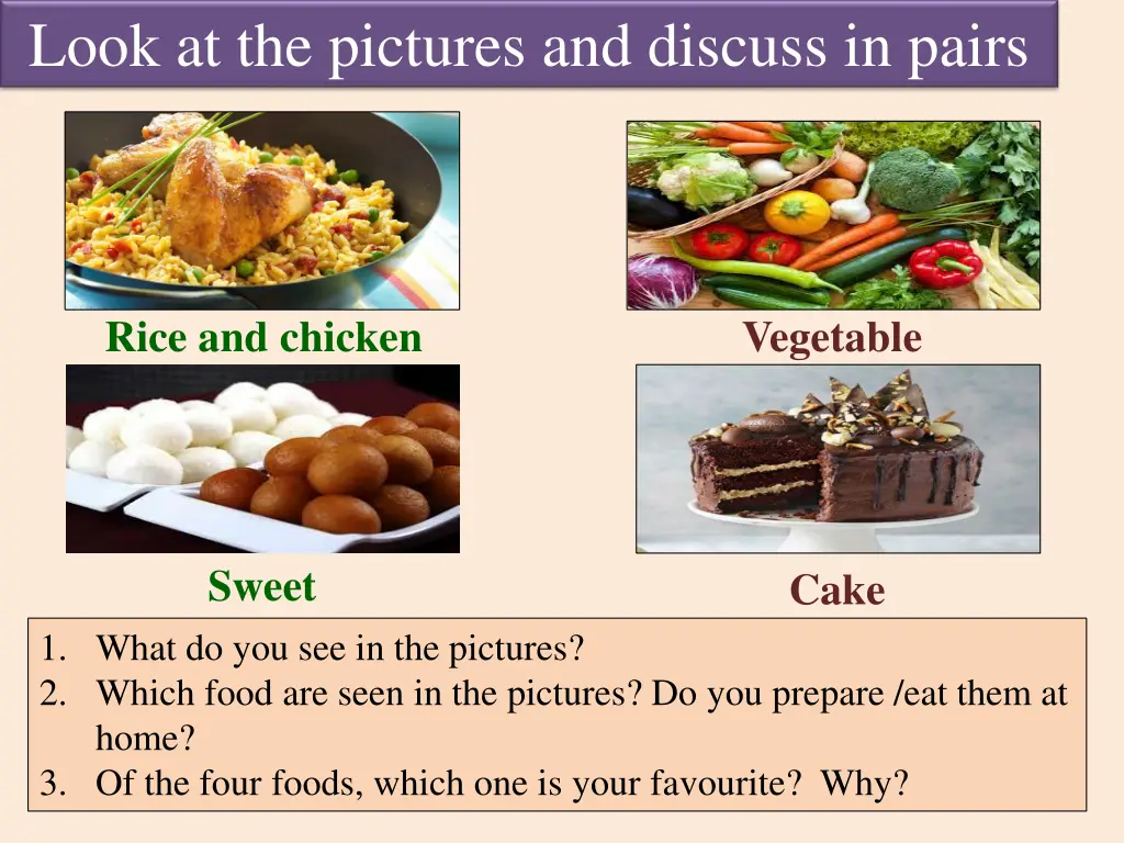 look at the pictures and discuss in pairs