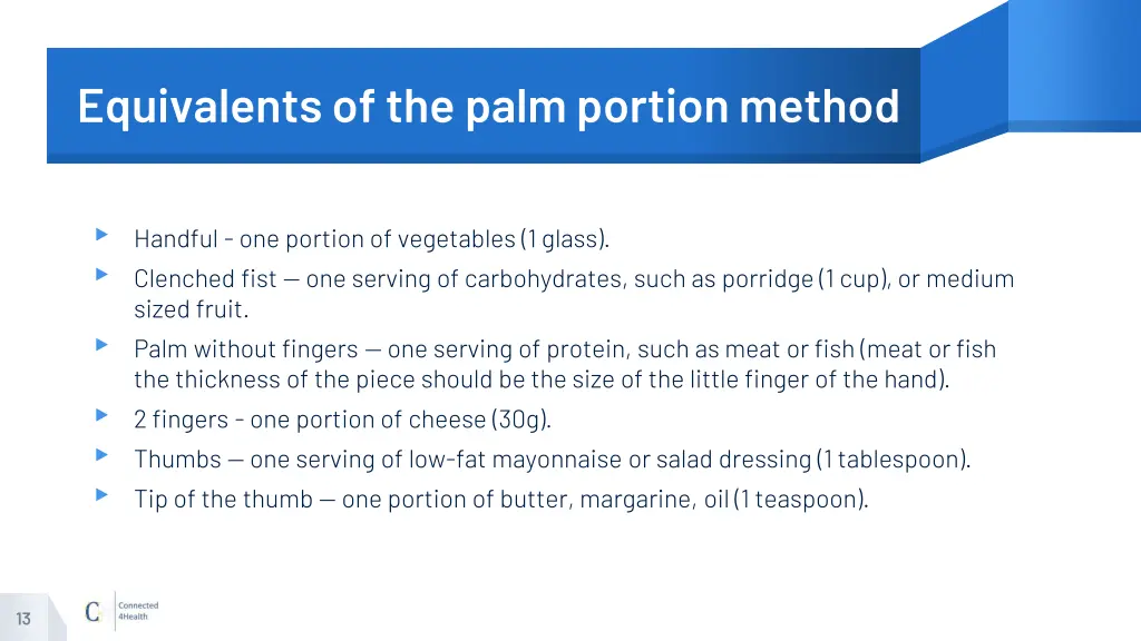 equivalents of the palm portion method