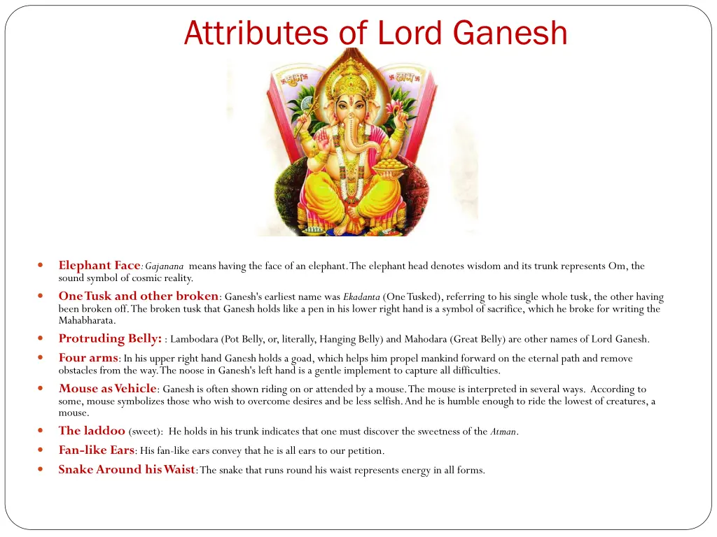 attributes of lord ganesh