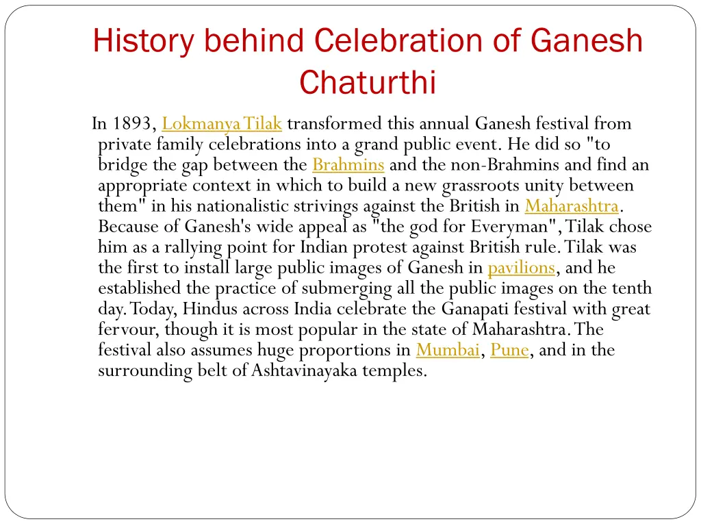 history behind celebration of ganesh chaturthi