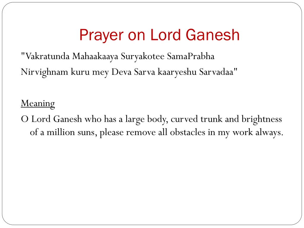 prayer on lord ganesh