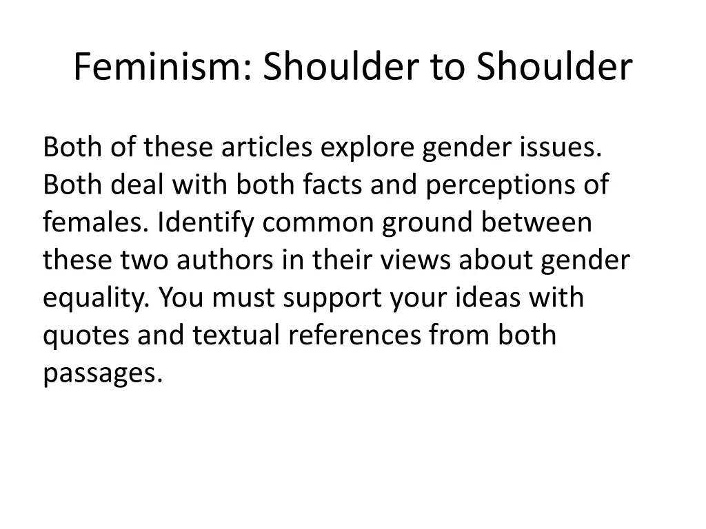 feminism shoulder to shoulder