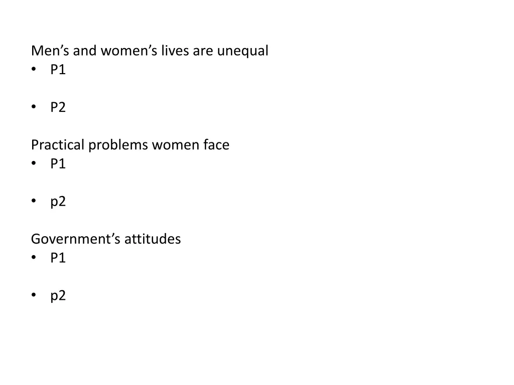 men s and women s lives are unequal p1