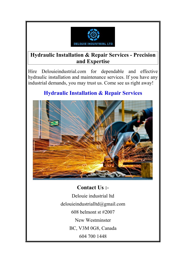 hydraulic installation repair services precision