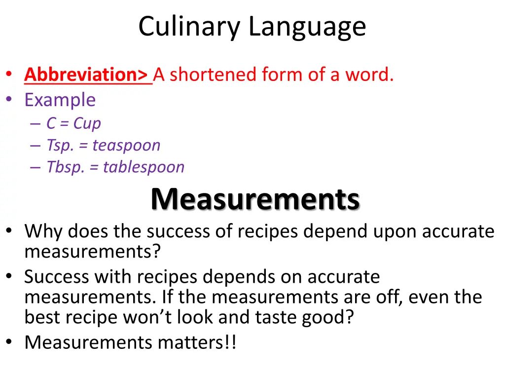 culinary language