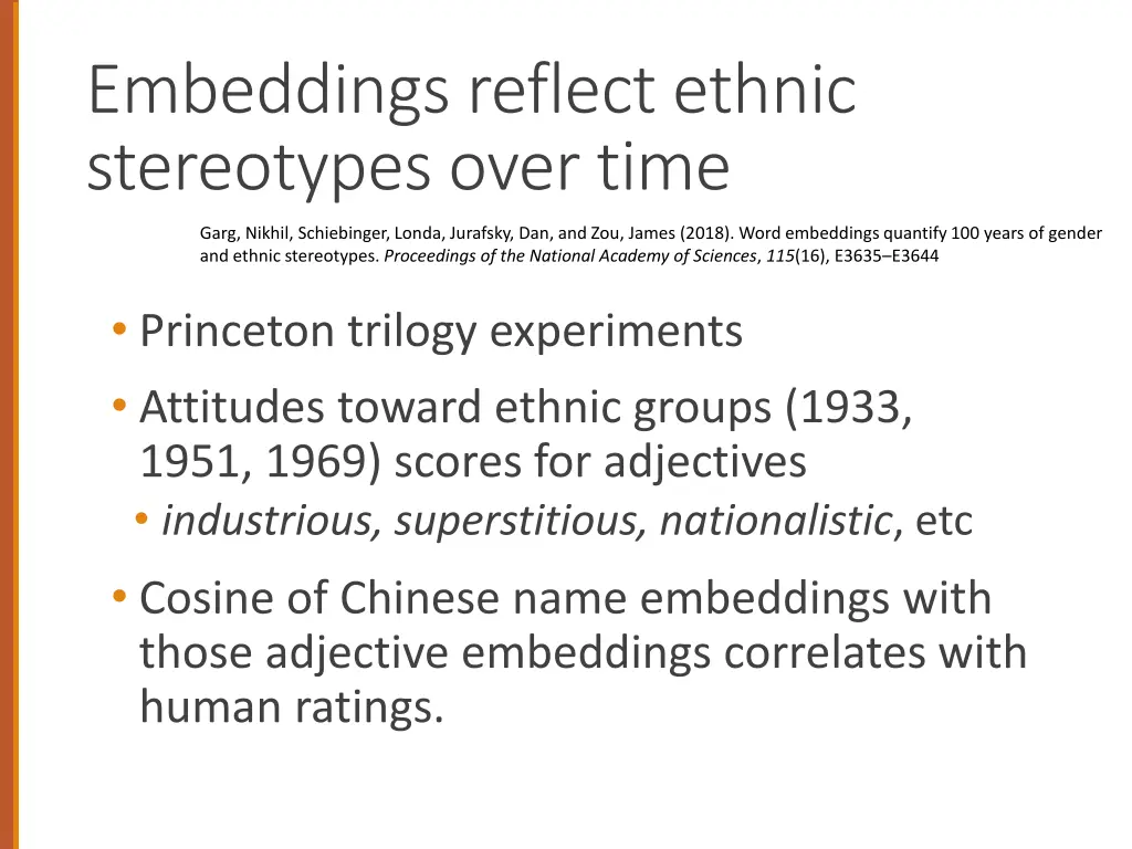 embeddings reflect ethnic stereotypes over time