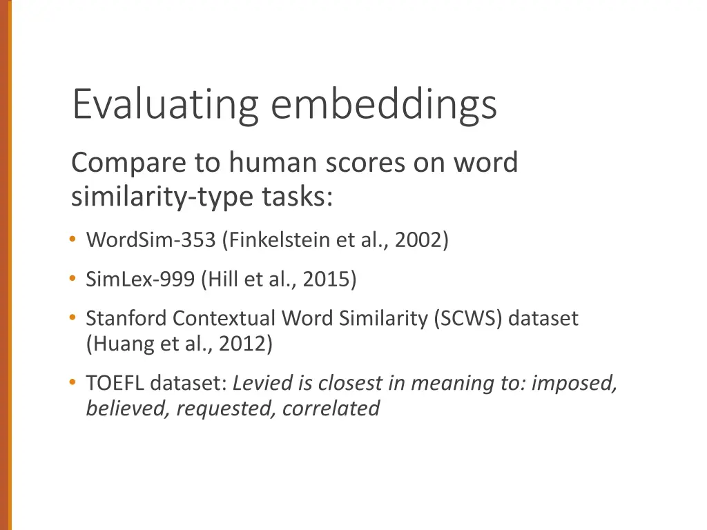 evaluating embeddings