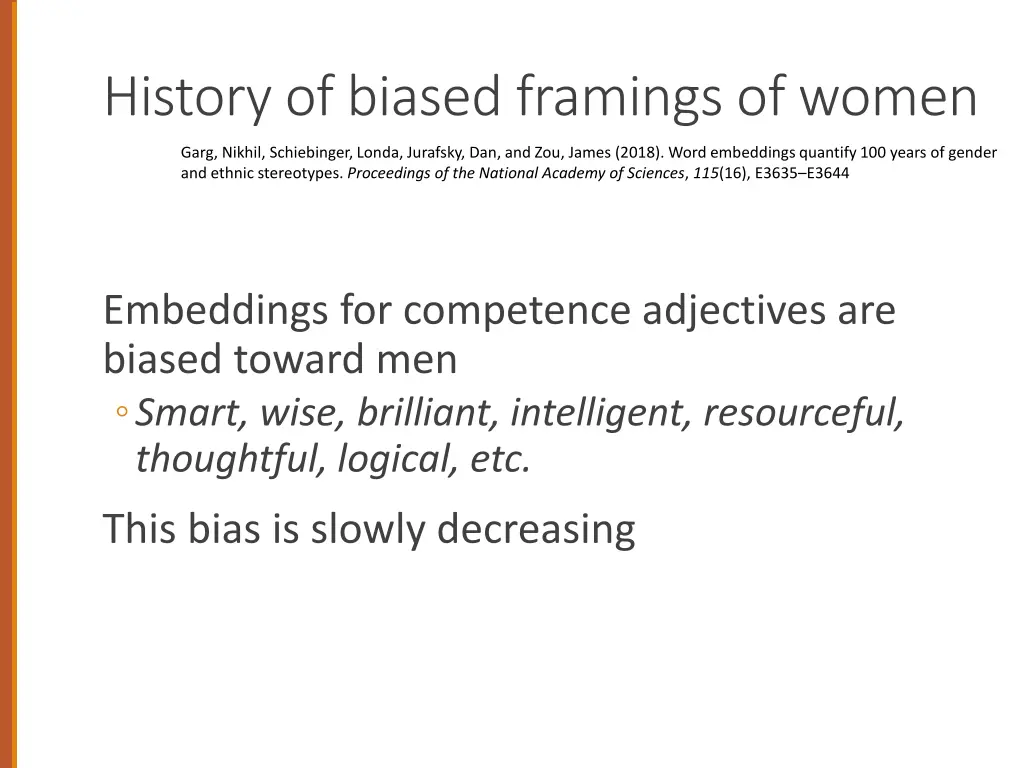 history of biased framings of women