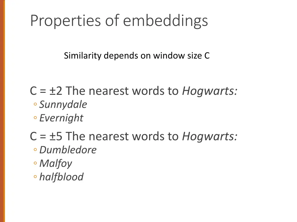 properties of embeddings