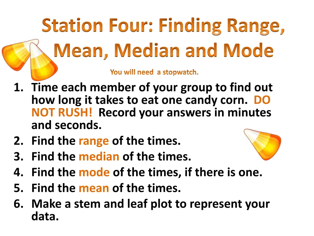 station four finding range mean median and mode