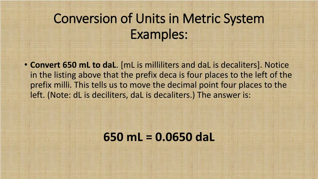 conversion of units in metric system conversion 4