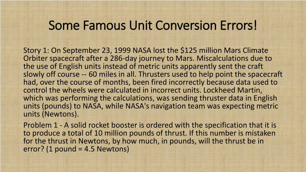 some famous unit conversion errors some famous