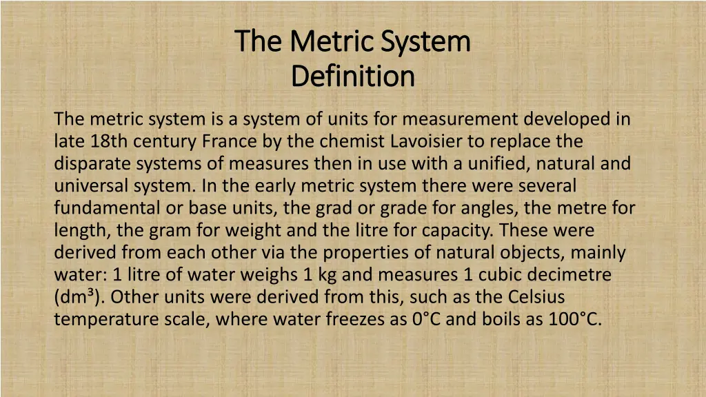 the metric system the metric system definition