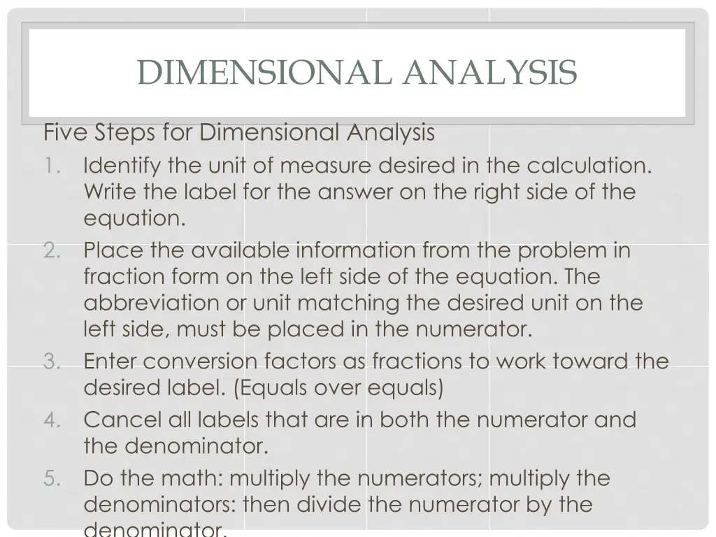 dimensional analysis 1