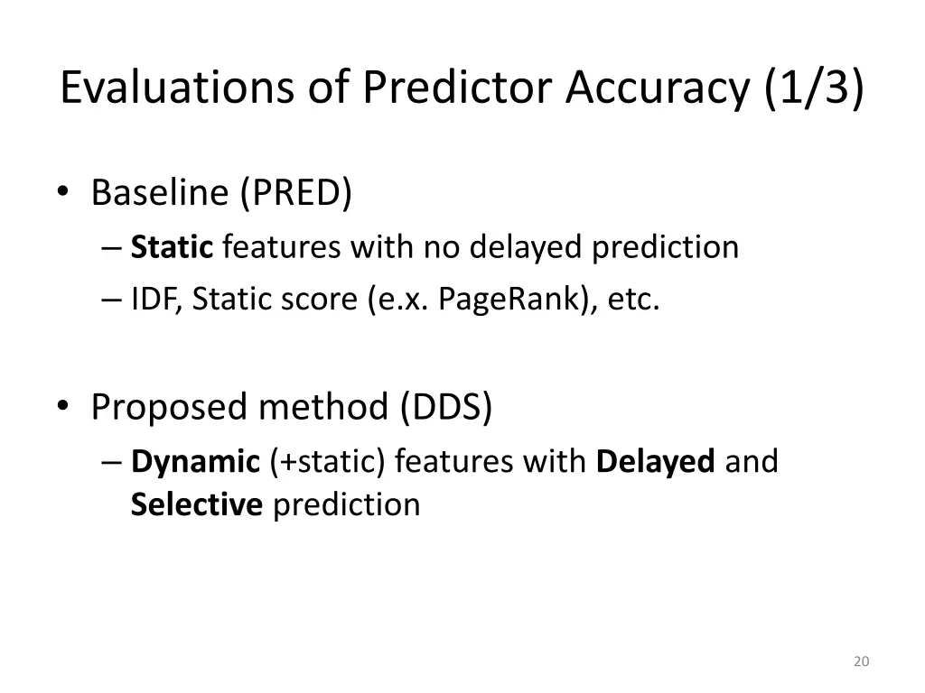 evaluations of predictor accuracy 1 3