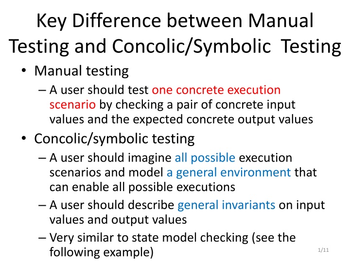 key difference between manual testing