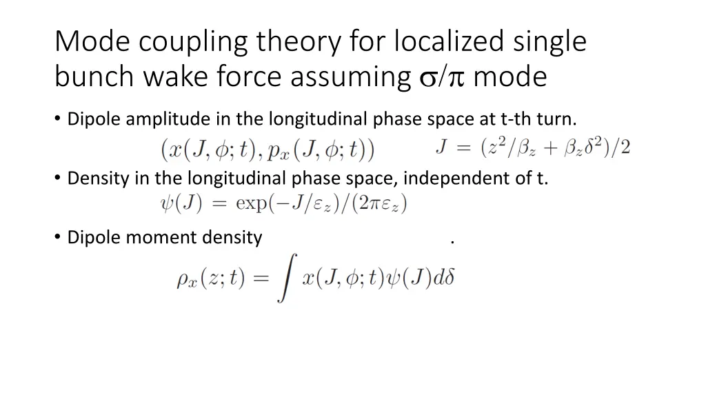 mode coupling theory for localized single bunch