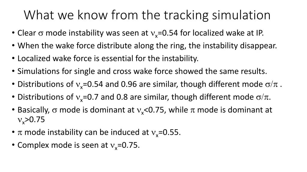 what we know from the tracking simulation clear