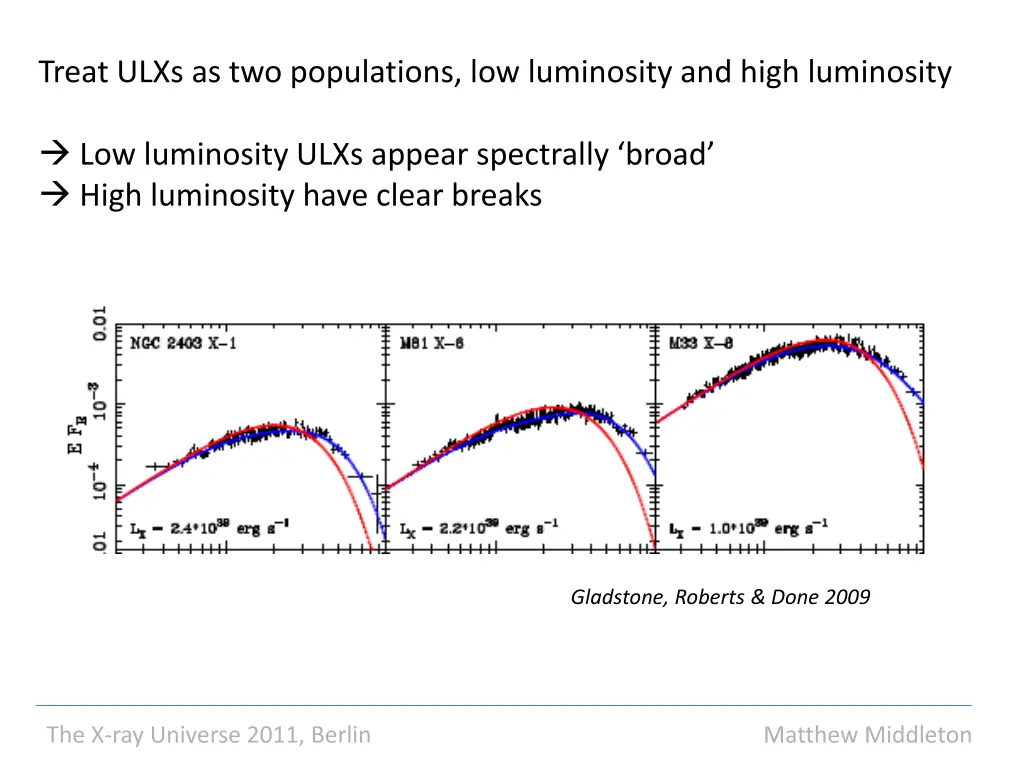 treat ulxs as two populations low luminosity