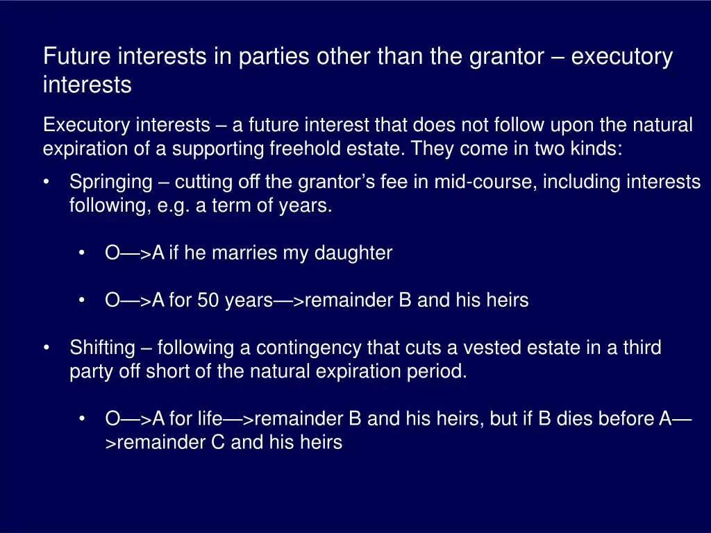 future interests in parties other than 1