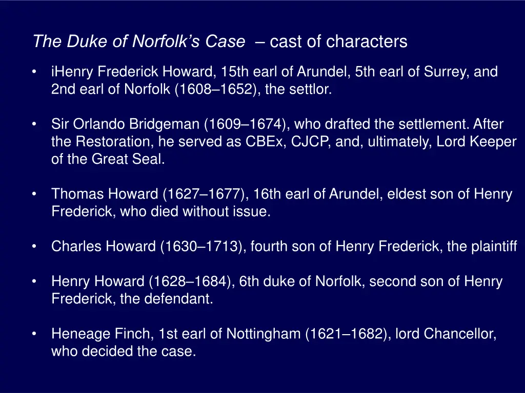 the duke of norfolk s case cast of characters