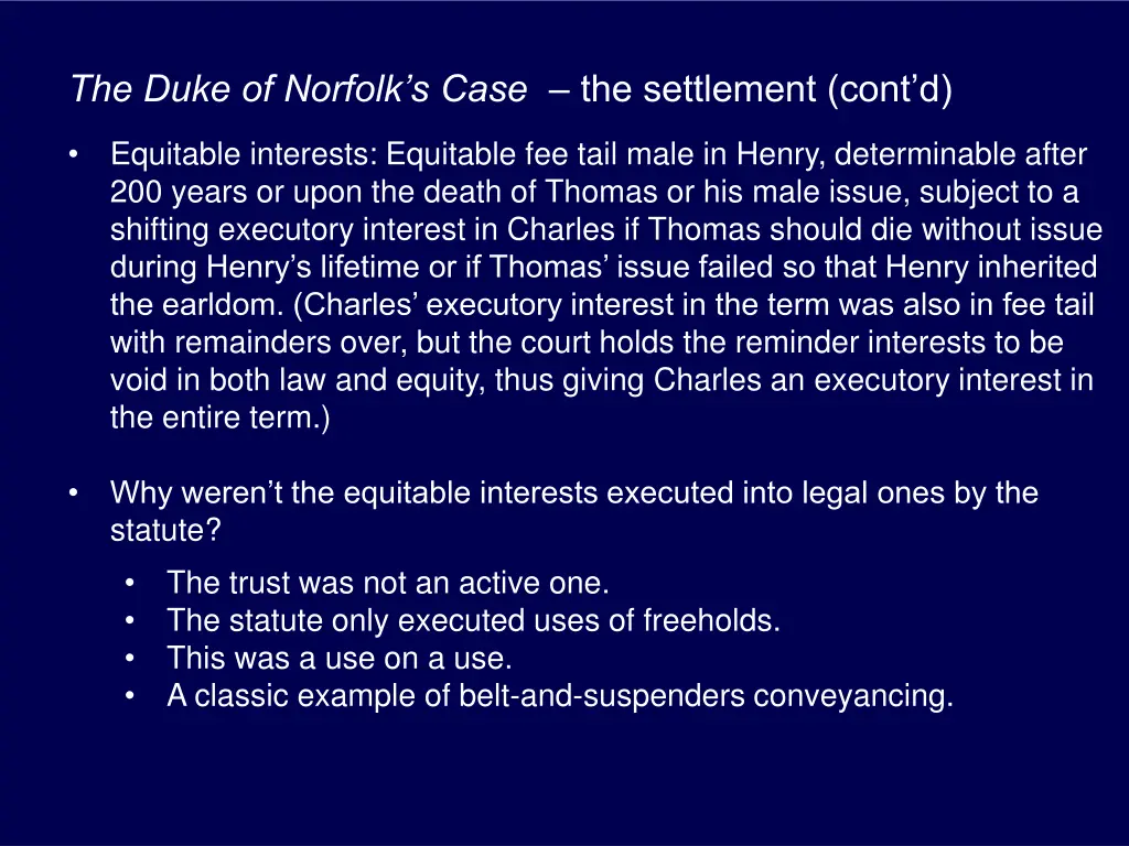 the duke of norfolk s case the settlement cont d