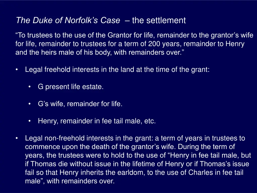 the duke of norfolk s case the settlement